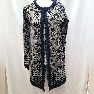 Gottardi Collection Women's Italian Cardigan SzM Black/Beige Open Front